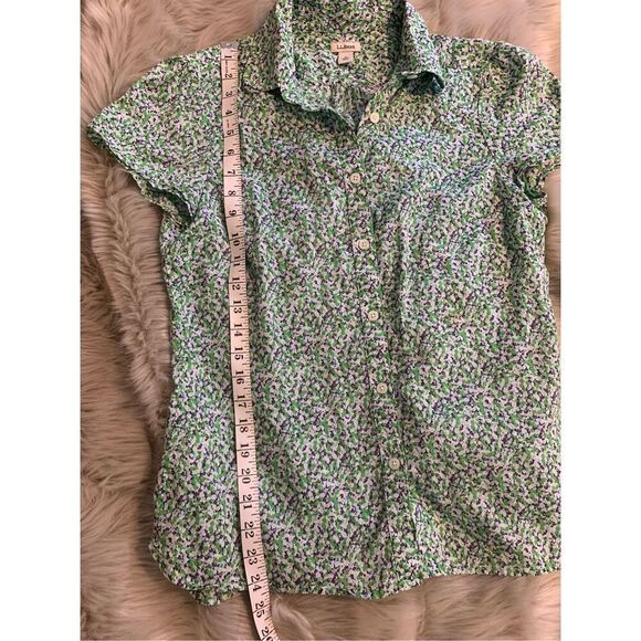 L.L. Bean: Green Floral Print Casual Shirt Small - Picture 8 of 9